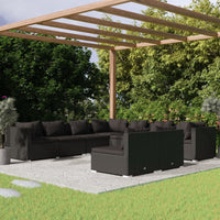 Thumbnail for 9-tlg. Garten-Lounge-Set mit Kissen Schwarz Poly Rattan