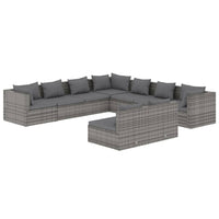 Thumbnail for 9-tlg. Garten-Lounge-Set mit Kissen Grau Poly Rattan