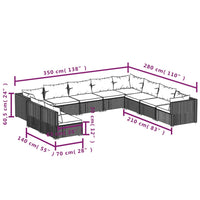 Thumbnail for 10-tlg. Garten-Lounge-Set mit Kissen Schwarz Poly Rattan