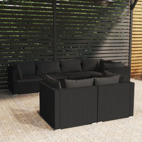 Thumbnail for 7-tlg. Garten-Lounge-Set mit Kissen Schwarz Poly Rattan