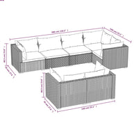 Thumbnail for 7-tlg. Garten-Lounge-Set mit Kissen Grau Poly Rattan