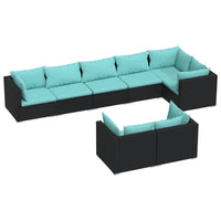 Thumbnail for 8-tlg. Garten-Lounge-Set mit Kissen Schwarz Poly Rattan