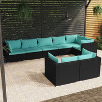 Thumbnail for 8-tlg. Garten-Lounge-Set mit Kissen Schwarz Poly Rattan