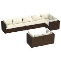 Thumbnail for 8-tlg. Garten-Lounge-Set mit Kissen Braun Poly Rattan