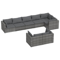 Thumbnail for 8-tlg. Garten-Lounge-Set mit Kissen Grau Poly Rattan