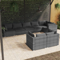 Thumbnail for 8-tlg. Garten-Lounge-Set mit Kissen Grau Poly Rattan
