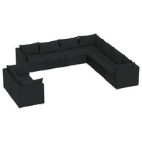 Thumbnail for 9-tlg. Garten-Lounge-Set mit Kissen Schwarz Poly Rattan