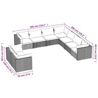 Thumbnail for 9-tlg. Garten-Lounge-Set mit Kissen Grau Poly Rattan