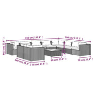 Thumbnail for 11-tlg. Garten-Lounge-Set mit Kissen Schwarz Poly Rattan