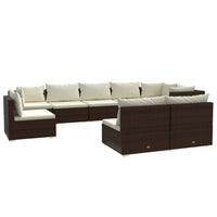 Thumbnail for 9-tlg. Garten-Lounge-Set mit Kissen Poly Rattan Braun