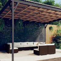 Thumbnail for 9-tlg. Garten-Lounge-Set mit Kissen Poly Rattan Braun