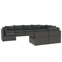 Thumbnail for 9-tlg. Garten-Lounge-Set mit Kissen Poly Rattan Grau