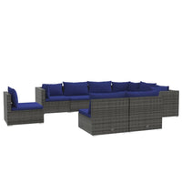 Thumbnail for 9-tlg. Garten-Lounge-Set mit Kissen Poly Rattan Grau