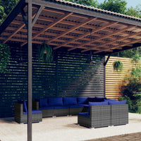 Thumbnail for 9-tlg. Garten-Lounge-Set mit Kissen Poly Rattan Grau