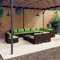 Thumbnail for 11-tlg. Garten-Lounge-Set mit Kissen Poly Rattan Braun