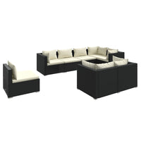 Thumbnail for 8-tlg. Garten-Lounge-Set mit Kissen Poly Rattan Schwarz