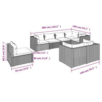 Thumbnail for 8-tlg. Garten-Lounge-Set mit Kissen Poly Rattan Schwarz