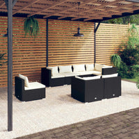 Thumbnail for 8-tlg. Garten-Lounge-Set mit Kissen Poly Rattan Schwarz