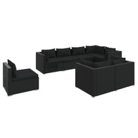 Thumbnail for 8-tlg. Garten-Lounge-Set mit Kissen Poly Rattan Schwarz