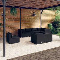 Thumbnail for 8-tlg. Garten-Lounge-Set mit Kissen Poly Rattan Schwarz