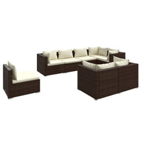 Thumbnail for 8-tlg. Garten-Lounge-Set mit Kissen Poly Rattan Braun