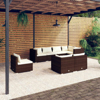Thumbnail for 8-tlg. Garten-Lounge-Set mit Kissen Poly Rattan Braun