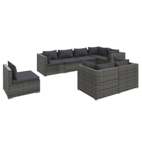 Thumbnail for 8-tlg. Garten-Lounge-Set mit Kissen Poly Rattan Grau