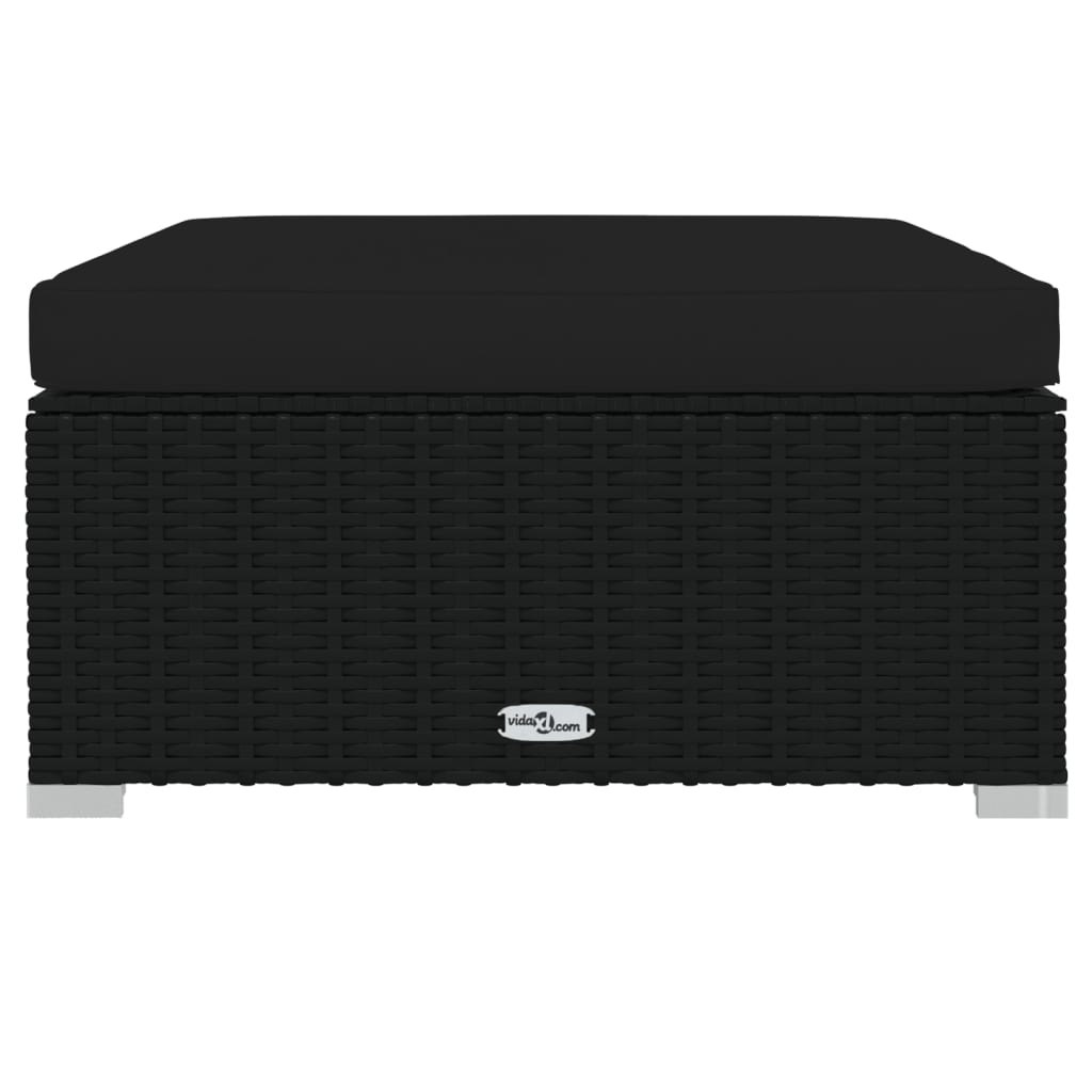 10-tlg. Garten-Lounge-Set mit Kissen Poly Rattan Schwarz