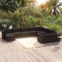 Thumbnail for 10-tlg. Garten-Lounge-Set mit Kissen Poly Rattan Schwarz
