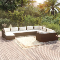 Thumbnail for 10-tlg. Garten-Lounge-Set mit Kissen Poly Rattan Braun