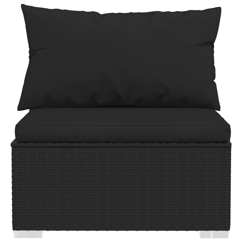 12-tlg. Garten-Lounge-Set mit Kissen Poly Rattan Schwarz