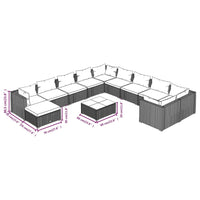 Thumbnail for 12-tlg. Garten-Lounge-Set mit Kissen Poly Rattan Schwarz