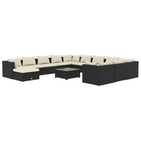 Thumbnail for 13-tlg. Garten-Lounge-Set mit Kissen Poly Rattan Schwarz