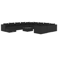 Thumbnail for 13-tlg. Garten-Lounge-Set mit Kissen Poly Rattan Schwarz