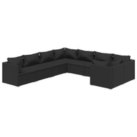 Thumbnail for 8-tlg. Garten-Lounge-Set mit Kissen Poly Rattan Schwarz