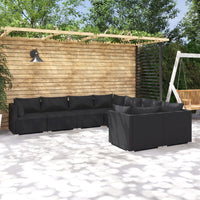 Thumbnail for 8-tlg. Garten-Lounge-Set mit Kissen Poly Rattan Schwarz