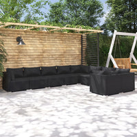 Thumbnail for 9-tlg. Garten-Lounge-Set mit Kissen Poly Rattan Schwarz