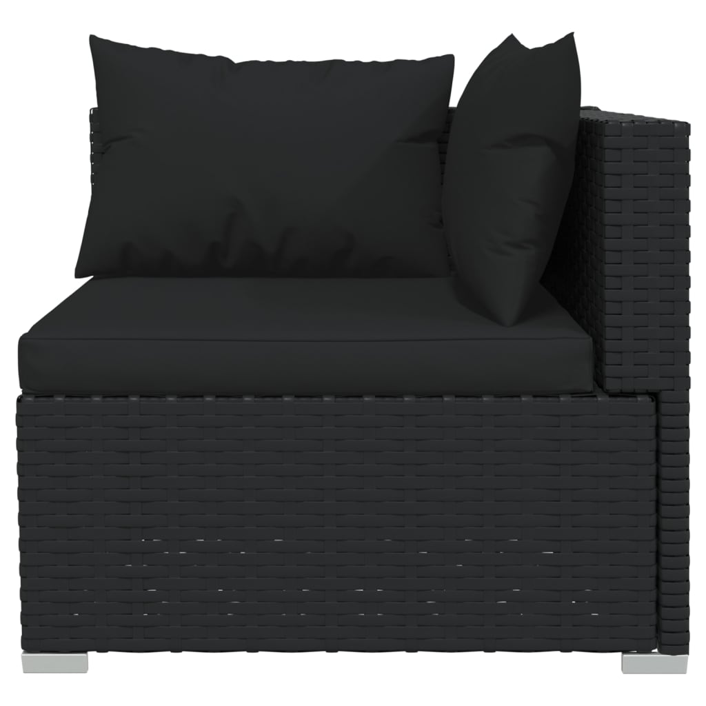 11-tlg. Garten-Lounge-Set mit Kissen Poly Rattan Schwarz