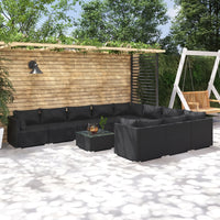 Thumbnail for 11-tlg. Garten-Lounge-Set mit Kissen Poly Rattan Schwarz