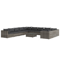Thumbnail for 12-tlg. Garten-Lounge-Set mit Kissen Poly Rattan Grau