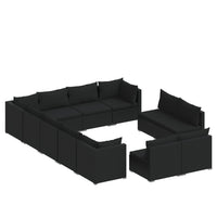Thumbnail for 12-tlg. Garten-Lounge-Set mit Kissen Schwarz Poly Rattan