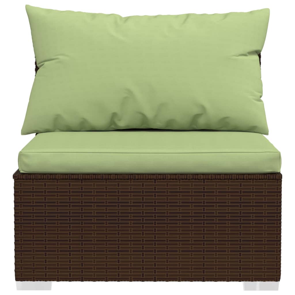 14-tlg. Garten-Lounge-Set mit Kissen Braun Poly Rattan