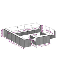 Thumbnail for 14-tlg. Garten-Lounge-Set mit Kissen Braun Poly Rattan