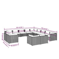 Thumbnail for 13-tlg. Garten-Lounge-Set mit Kissen Schwarz Poly Rattan