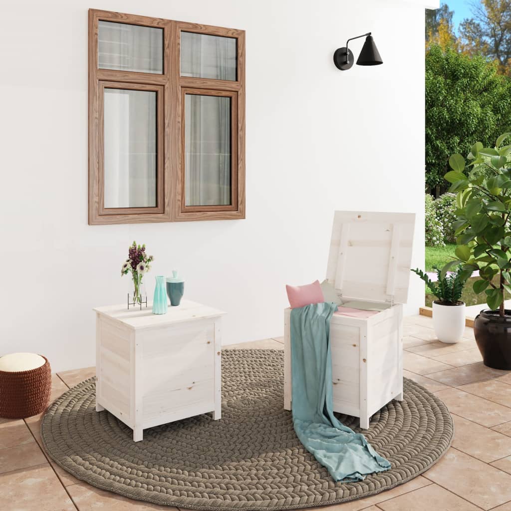 Outdoor-Kissenbox Weiß 50x50x56 cm Massivholz Tanne