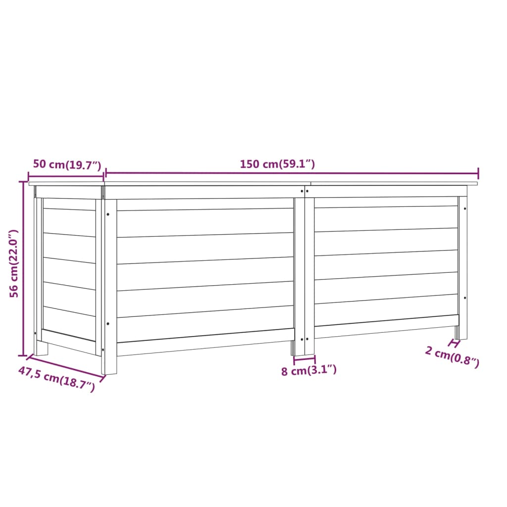 Outdoor-Kissenbox 150x50x56 cm Massivholz Tanne