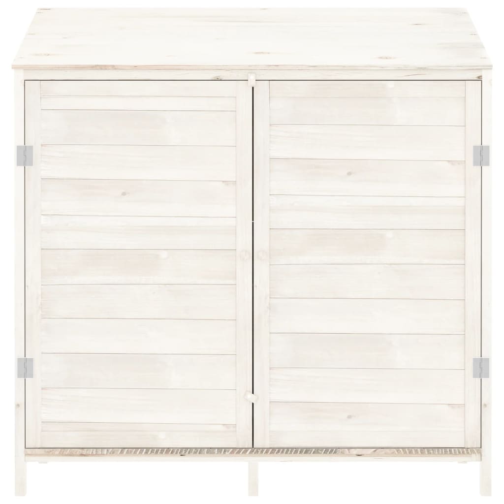 Geräteschuppen Weiß 102x52x112 cm Massivholz Tanne