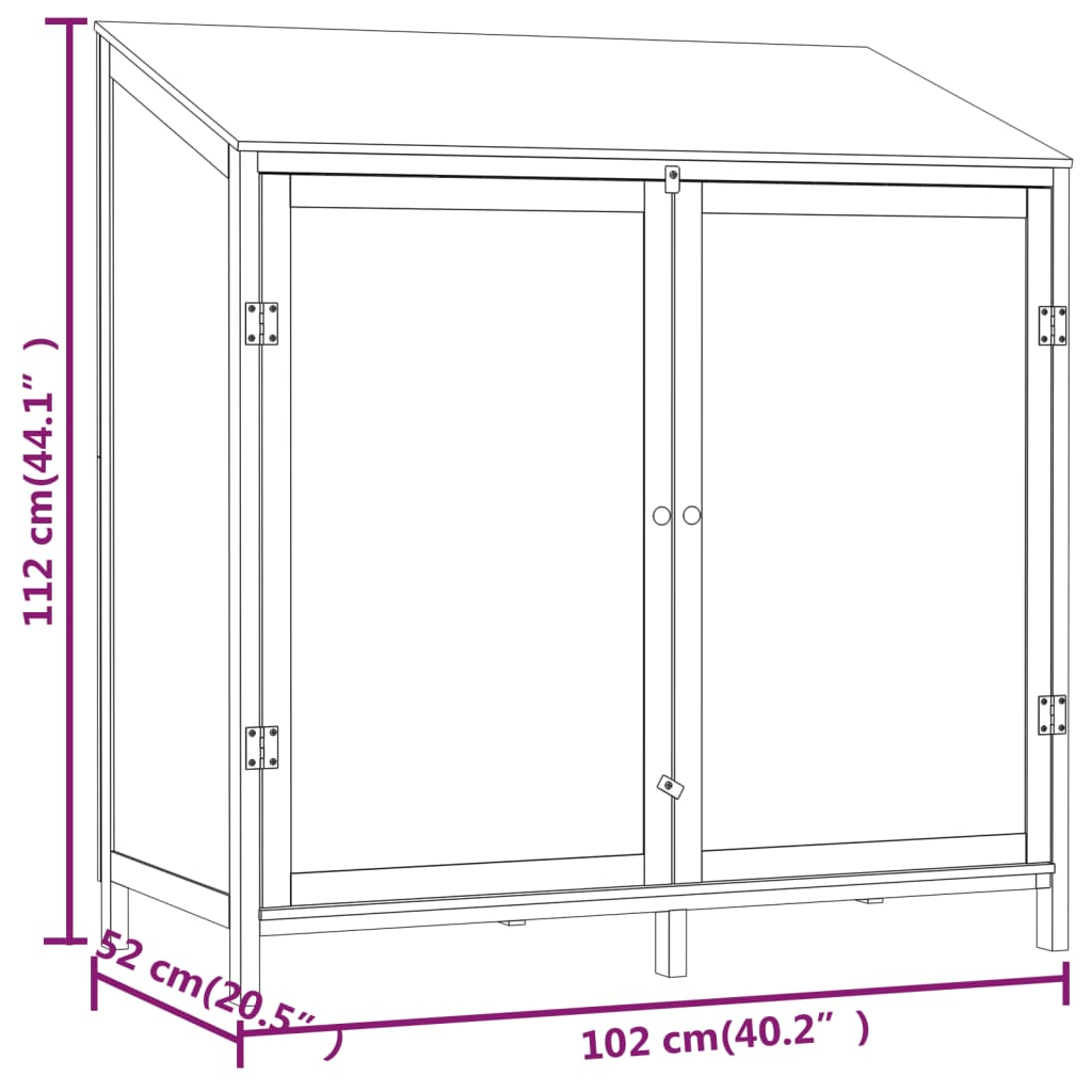 Geräteschuppen Weiß 102x52x112 cm Massivholz Tanne