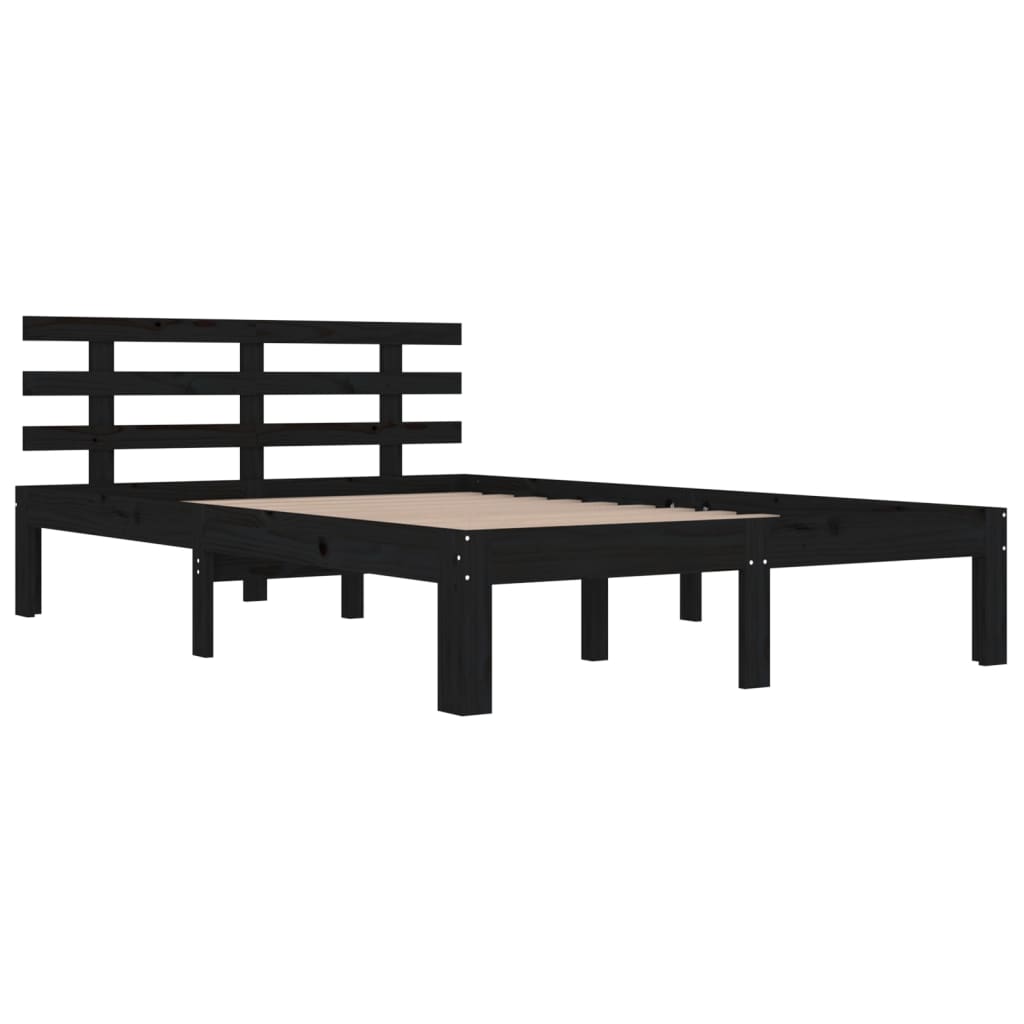 Massivholzbett Schwarz 135x190 cm 4FT6 Double