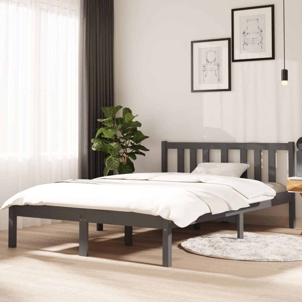 Massivholzbett Grau 120x190 cm 4FT Small Double
